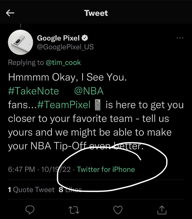 Google Pixel twitter paylaşımı