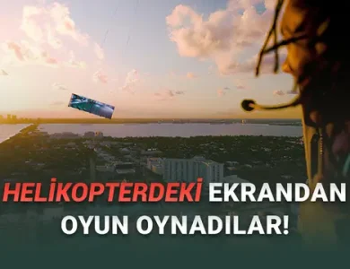Xbox, Dünya Rekoru Kırdı: Helikopterden 20 Metrelik Ekran Sarkıtıp Yüzlerce Metre Yüksekte Oyun Oynadılar [Video]
